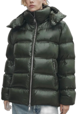 SÖKER Mörkgrön pufferjacka med dragkedja