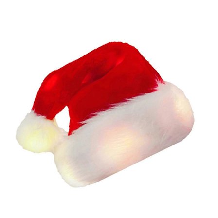 Laadukas joulupukinpipo LED-valoilla, hauska joulupukinpipo, pehmoinen tekoturkis joulupukin hattu