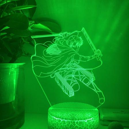 JUSTUP Anime Levi Ackerman Natlampe med 16 Farver Fjernbetjening 3D Illusion Lampe til Drenge Dekorationer -- Crack Seat