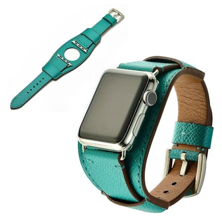 Apple Watch Series 5 40mm cool themed ægte læder Urrem - Grøn