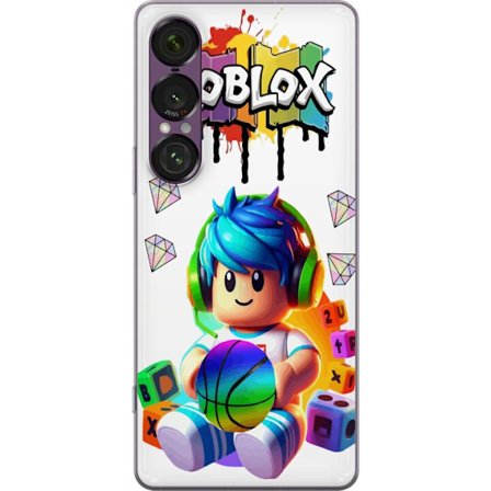 Kompatibelt Mobilskal till Sony Sony Xperia 1 VII Färgstark Roblox-illustration med spelkaraktär, leksaker och energi, perfekt för spelentusiaster