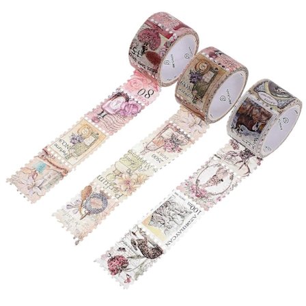 3 ruller med stempel-washi-tape, stempel for daglige dekorasjoner, journalføring, klistremerker