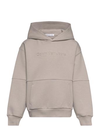 Spacer Debossed Logo Hoodie Hettegenser Genser Beige Calvin Klein*Betinget Tilbud