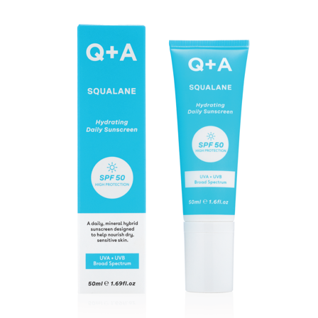 Q+A Squalane Hydrating Daily Sunscreen SPF 50, 50 ml