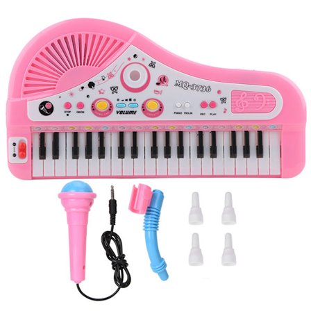 37 Keyboard Elektrisk Piano Instrument med Mikrofon Barn Pedagogisk Leke (Rosa)