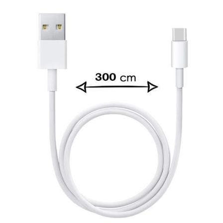 3 meter type C kabel til Samsung Galaxy S20+ 5G Exynos Hurtig opladning-dataoverførsel Vit