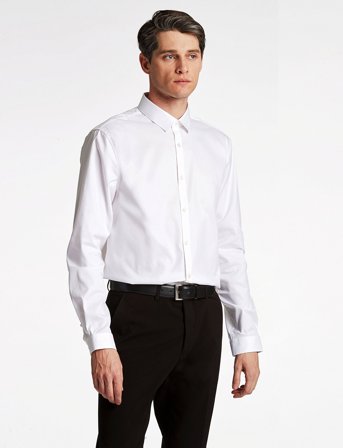 Lindbergh Small Collar, Tailor Fit Cotton Shi - White - XXXL