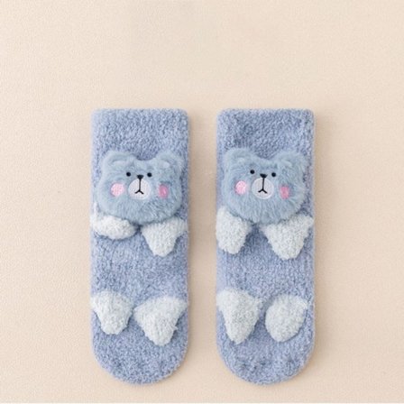 Vinter tykke nyfødte sokker Coral Fleece Varme Barn Ben Sokker BLÅ