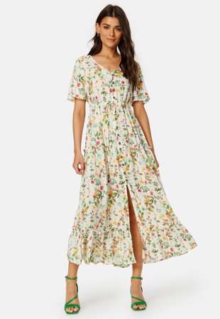 Object Collectors Item - Objlorena S/S Long Dress - Sandshell AOP:ALBA - Kläder - - Bubbleroom