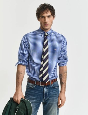 GANT Reg Classic Poplin Gingham Shirt - Blue - M