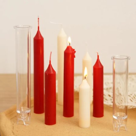 2.2cm Diameter Pointed Cylindrical Long Rod Candle Mold Acrylic Plastic Molds Handmade Candle Making Tool Durable PC Material