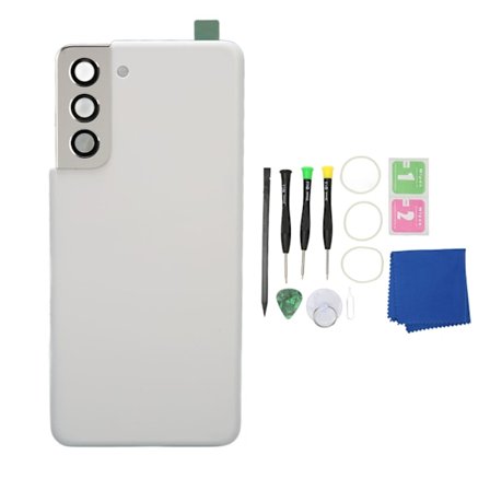 Bagrude udskiftning til S21 bagrude bagdæksel slange dør reparation udskiftningsværktøjssæt tilbehør med forudinstalleret kameralinseklæber hvid