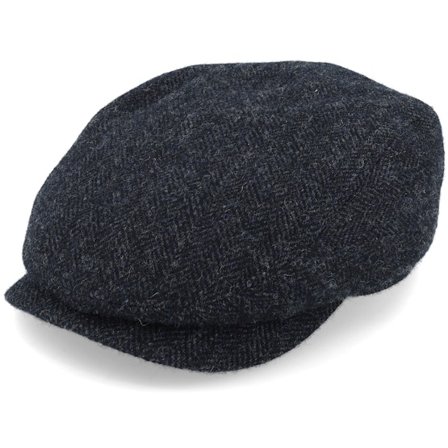 Stetson - Black - flatcap - Cap - Driver Cap Wool Herringbone Black Flat Cap - Hatstore