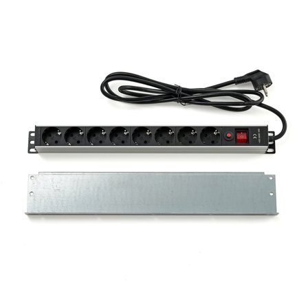 Grenuttak til arbeidsbord, 8 stikkontakter, med bryter, skivemontering