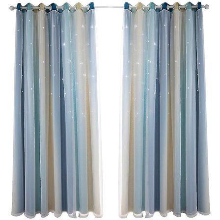 Dobbel hulstjerne gardiner dobbelt lag stjerne gardiner for barn jenter soverom fargerike barnerom med voile barnegardiner blackout gardin