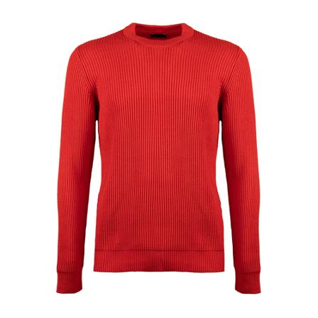 Roberto Collina, Wool Ribbed Crewneck Jumper Rood, Heren, Maat:L