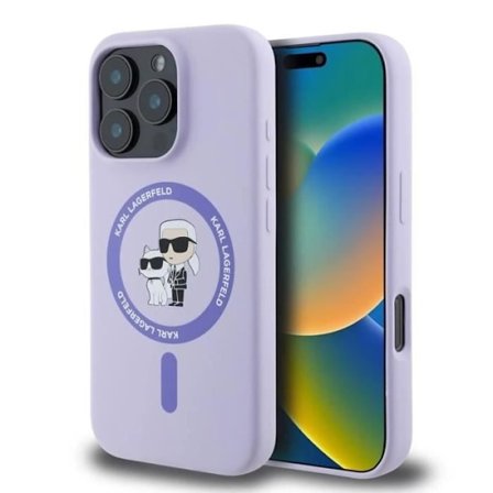 Coque - Karl Lagerfeld - iPhone 16 Pro - Flytande silikon - MagSafe - Lila