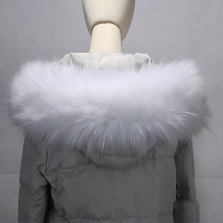 Dunjakke Pelskrave Stripete Fuskepelskrave HVIT 65CM 65CM hvit[YD]