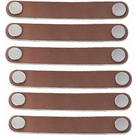 Møbelgreb 6 stk. Læder Skabgreb 128mm Moderne Stil Læder Dørgreb, Ægte Læder og Aluminium Legering Skuffe Dørgreb