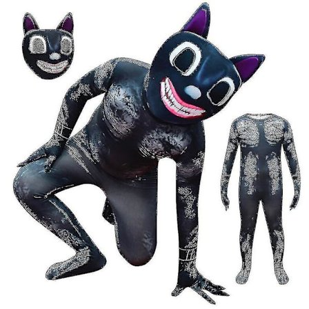 Halloween Kid Tecknad Katt Kostym Party Fancy Dress Outfit Set S