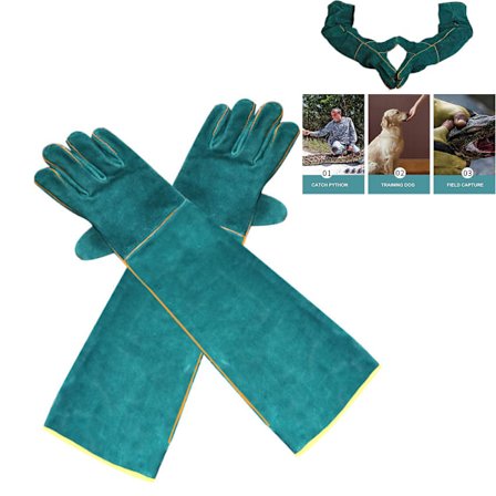 Anti-Bite Sikkerhet Ultra Lange Grønne Beskyttelseshansker i Lær - 1 par