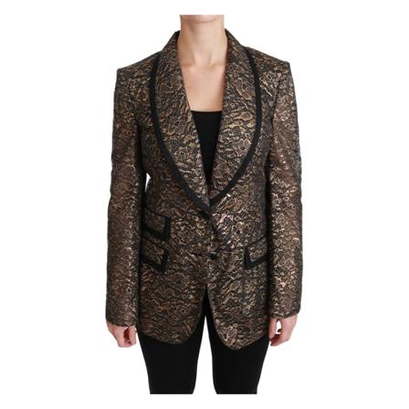 Dolce & Gabbana, Lace Blazer Coat Floral Jacket Geel, Dames, Maat:M