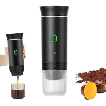 Bärbar Kaffemaskin, 3 i 1 Bärbar Kaffebryggare för Kapslar Elektrisk Kaffemaskin för Bilresor Camping
