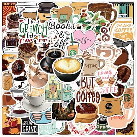 Kahvittelu-tarrat 50 kpl Kahvilahjat Kahvijuhlat Suosikit Kahvi Acc