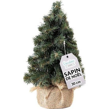 Joulukuusi, teko - Creative Home - 30 cm - Tumma vihreä - Juuttituki - Sisä-/Ulkokäyttöön