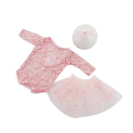 Nyfödd fotorekvisita Pannband och tyll Tutu Spetsklänning Baby Spädbarnshuvudbonad Romper för pojkar Flickor