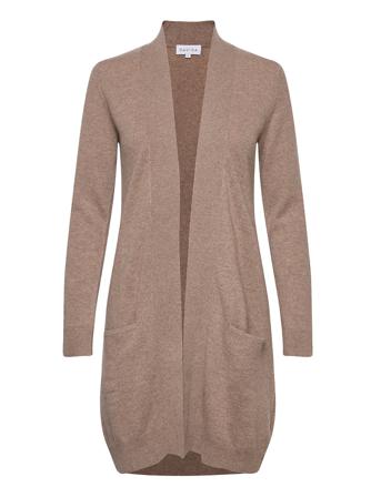 Pocket Long Cardigan Stickad Tröja Cardigan Brun Davida Cashmere