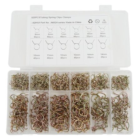 Brændstofslange Fjeder Trådclips Sæt 420 Stykker 10 Størrelser 5-14mm Luftslangeklemmer til Motorcykel Scooter ATV