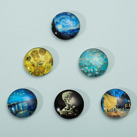 6 stk. tids-gem krystal glas kreative magnetiske køleskab