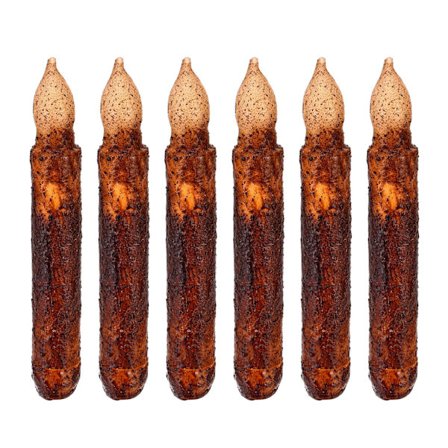 6X ekte voks søylelys primitive drypplys flammefri flimrende LED-lys dyppet batteridrevet Halloween-dekorasjon festkirke