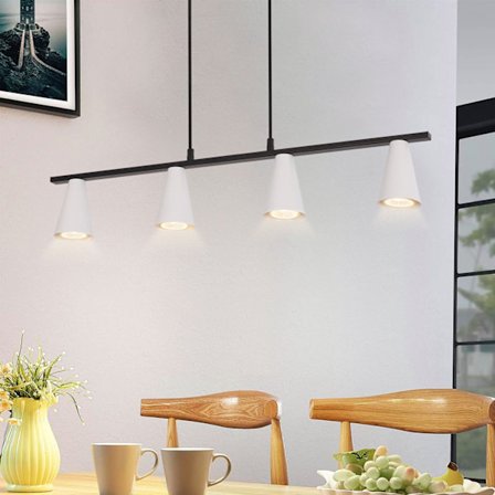 NETTLIFE Pendellampa Matbordslampa Matbordslampa 4 Glödlampor Vit Metall GU10 Svart Industriell Utan Glödlampa