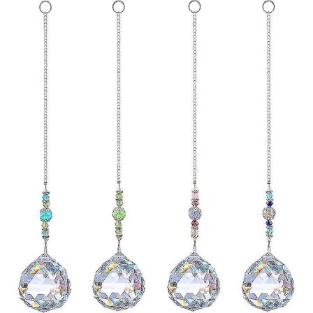 4 stk. dekorative krystalvedhæng, krystaller som dekoration, hængende vindues solfangere, børn, mand