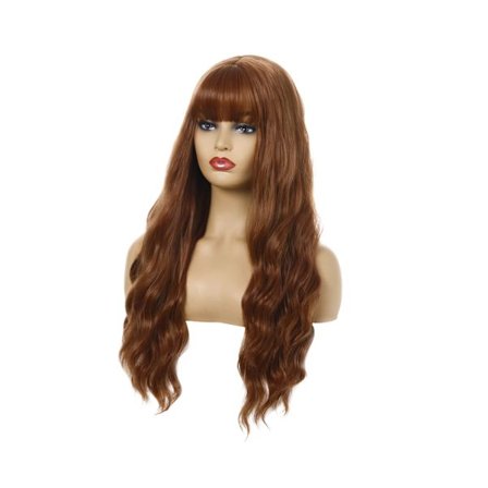 Mode Kvinnor Cosplay Party Daglig Lång lockig peruk Faux hair hairpiece med lugg - ljusbrun