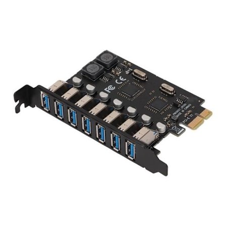 Zerodis PCI Express-kort, PCIe til USB 3.0-udvidelseskort, 5 Gbps høj hastighed, 4A strømforsyning via PCB-chip med 7 USB 3.0-porte