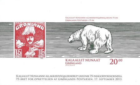 Grønland - 75 året for oprettelsen af Grønlands postvæsen - Postfrisk miniark