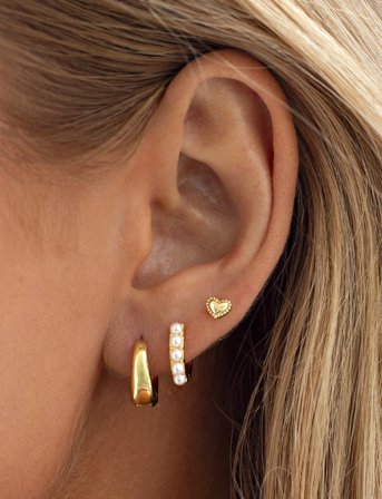 Timi of Sweden Essie - Pearl Hoop Earrings - Gold - ONE SIZE