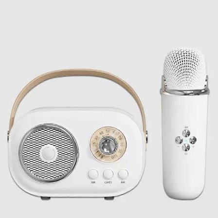 Bluetooth-högtalare med stöd för 1-2 trådlösa mikrofoner Karaoke TF-kort FM-uppspelning HIFI-bas Handsfree-samtal Barnfödelsedagspresent