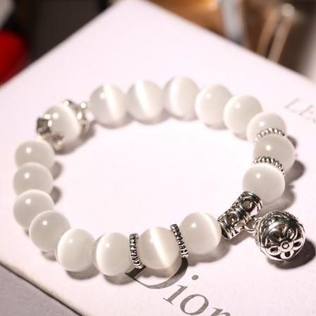 Armband Natural Crystal Opal Beaded Single Circle Transfer Ball Retro Smycken för män och white