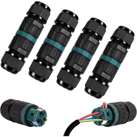 IP68 Vandtæt Samledåse - Pakke med 4 2-vejs Udendørs Elektriske Stik, Vandtæt Domino Ekstern Ledningssamledåse til Ø9-12 mm Jordkabler