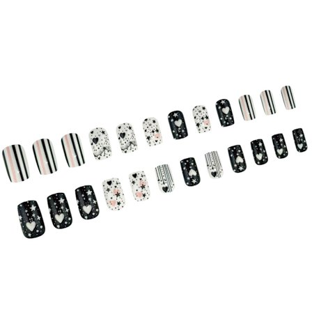 Fyrkantiga Press-on Naglar Alla Hjärtans Dag Fransk Manikyr Lösnaglar Lim på Nagelset Gåvor