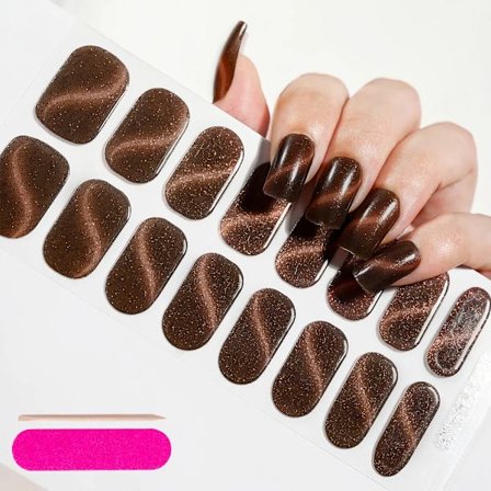 16 Tips Semi-Härdade Gel Nagelstickers Ren Färg UV/LED Lampa Gel Nagellack Wraps Långvarig Full Täckning Gel Sticker Nageldekoration##