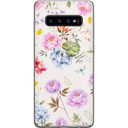 Kompatibelt Mobildeksel til Samsung Samsung Galaxy S10 Blomstrete mønster med håndmalte blomster, sommerfugler og insekter i romantisk skandinavisk