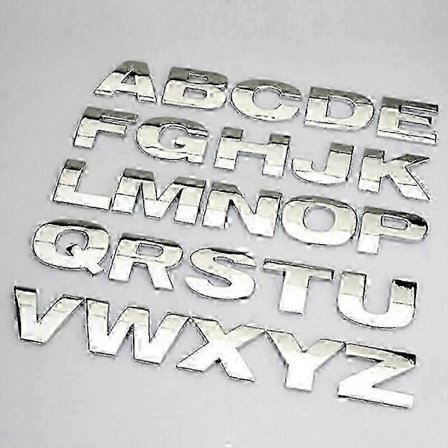2025 3D Metal Alfabet Sølv Badge Krom Sølv Bogstaver Tal Logo Bil Klistermærker Automobil Klistermærker