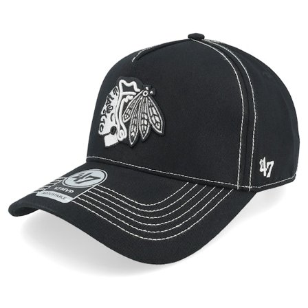 47 Brand - NHL Zwart adjustable Cap - Chicago Blackhawks Contrast Stitch 47 Mvp Dt Black A-frame Adjustable @ Hatstore