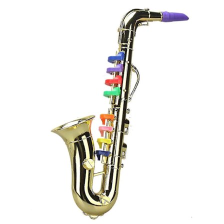 Saxofon 8 fargede taster metallisk kompatibel med barnespill Gull B