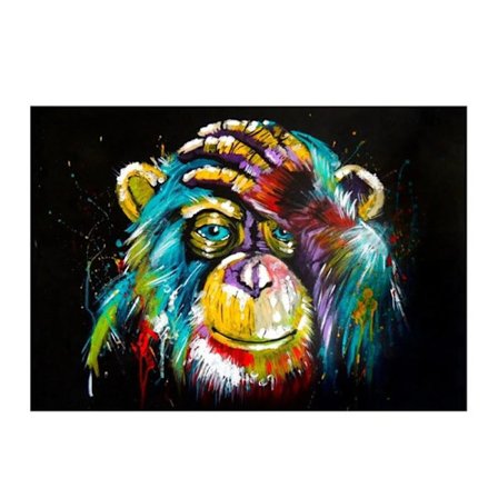 (30x40cm) Rundt Diamant Akvarell Pansy Monkey Veggkunst Lerret